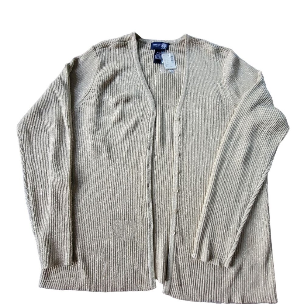Venezia Jeans Womens Gold Ribbed Cardigan Sweater Size 22/24 NWT